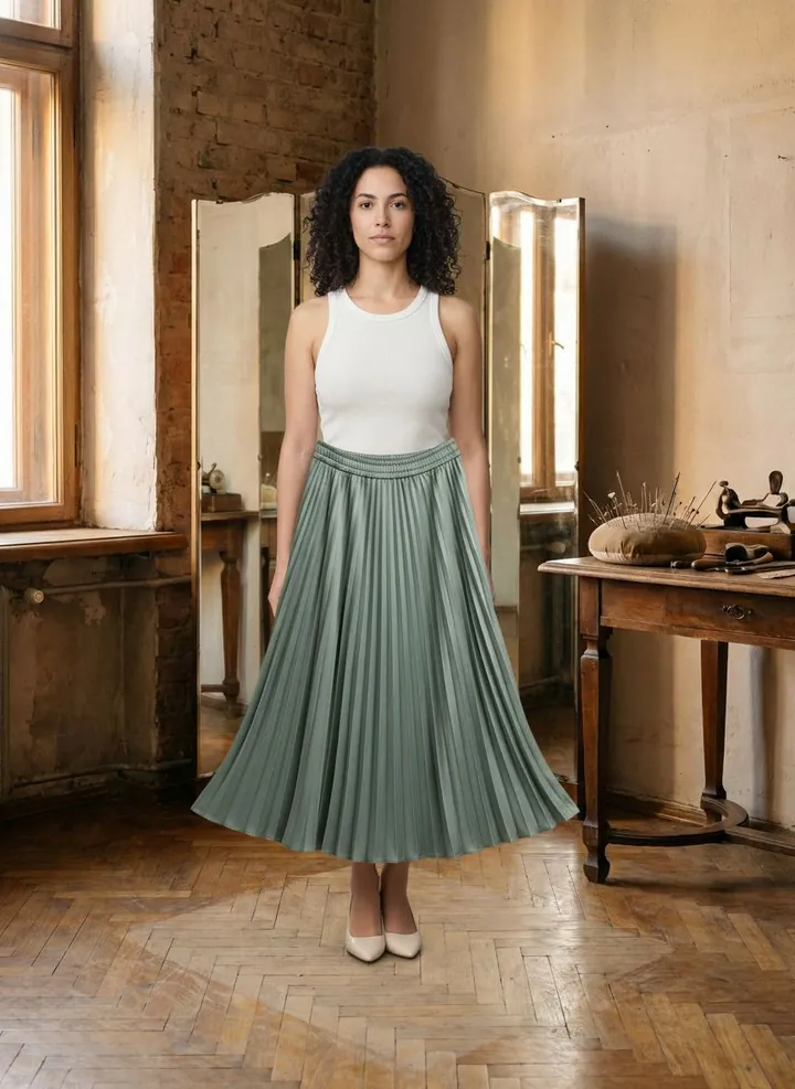 Aynalı prova set — AI moda fotoğrafı