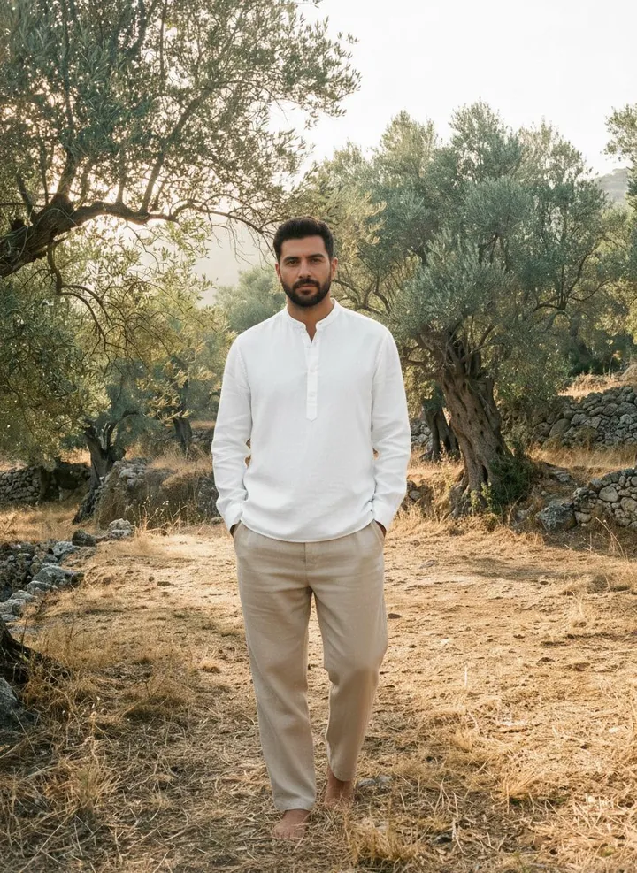 AI on-model photo — linen clothing
