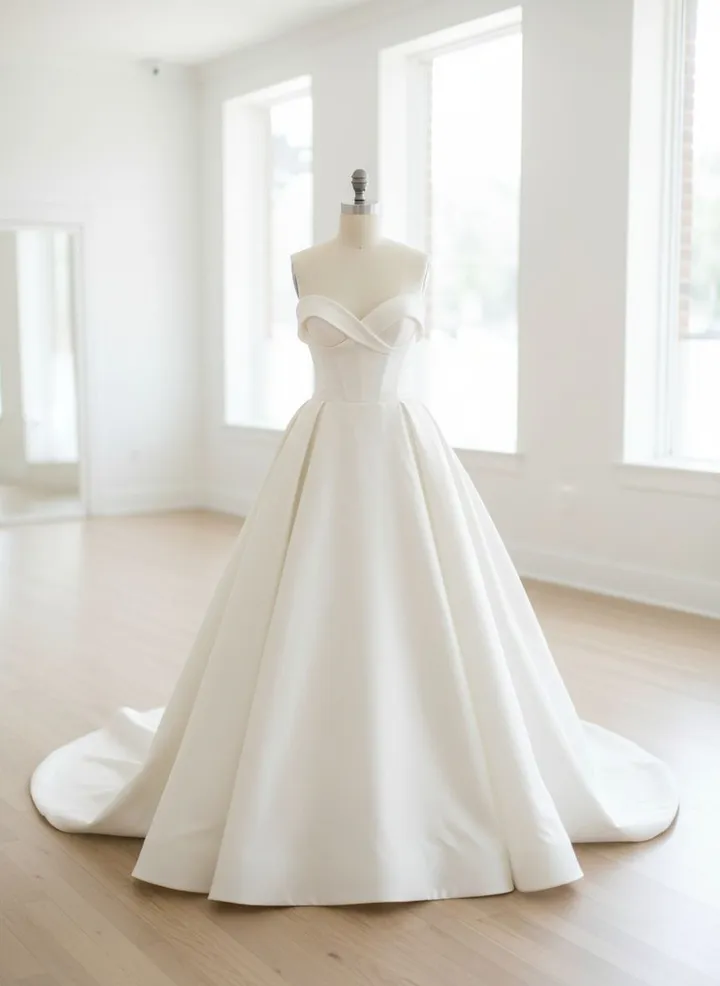 Ballkleid aus Mikadoseide — Produktfoto, mannequin