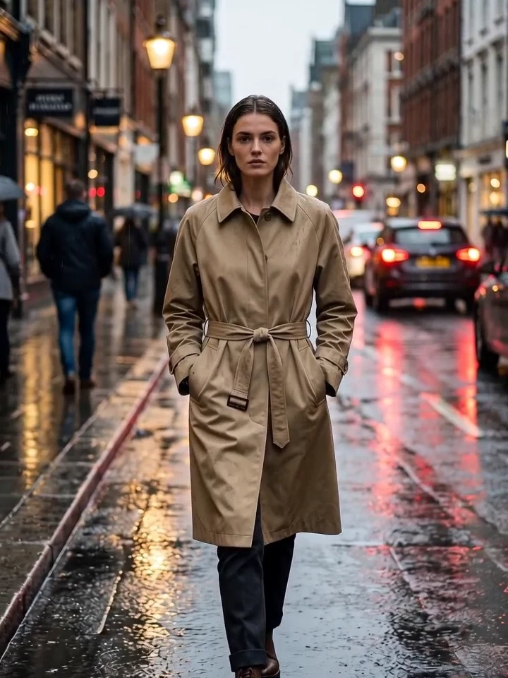 Gabardina caqui — London · rain